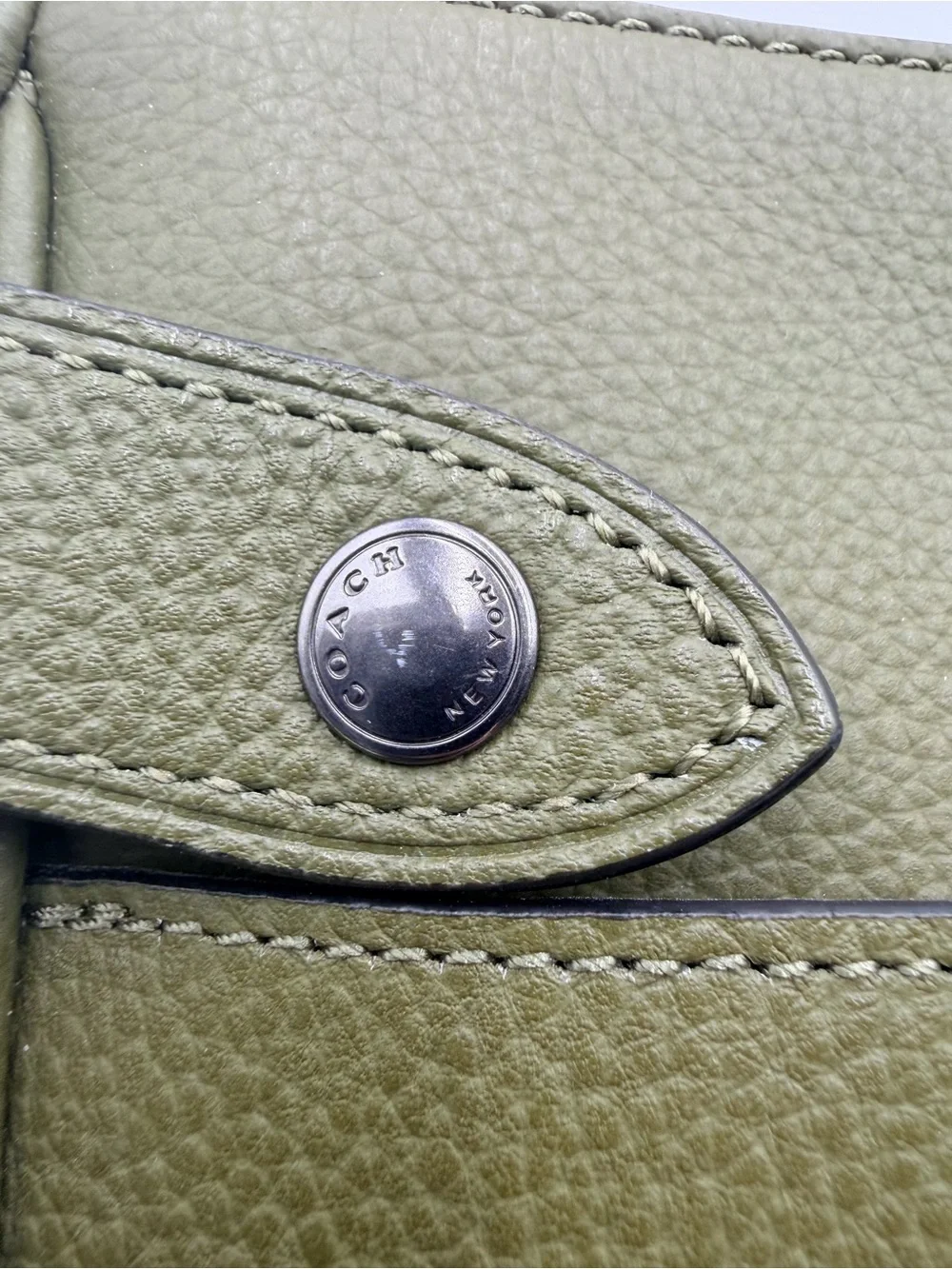 Coach Hudson F36810 Olive Saddle Pebbled Leather Messenger Laptop Bag